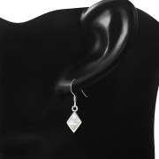 Mother of Pearl Rhombus Shape Silver Earrings, e403h